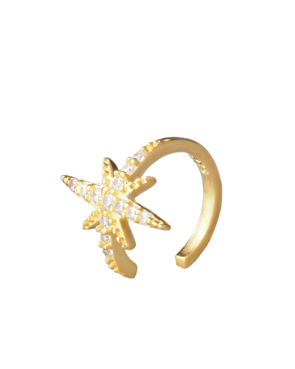 Star Clip Gold Plated Earring with Sparkling Stones